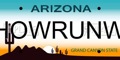 HOWRUNW Arizona License Plate