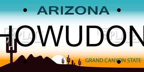 HOWUDON Arizona License Plate