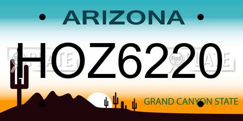 HOZ6220 Arizona License Plate