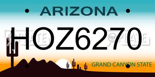 HOZ6270 Arizona License Plate