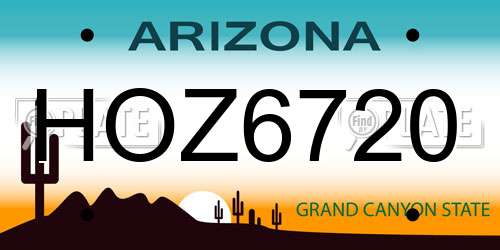 HOZ6720 Arizona License Plate