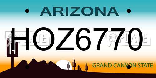 HOZ6770 Arizona License Plate