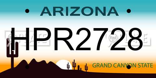 HPR2728 Arizona License Plate