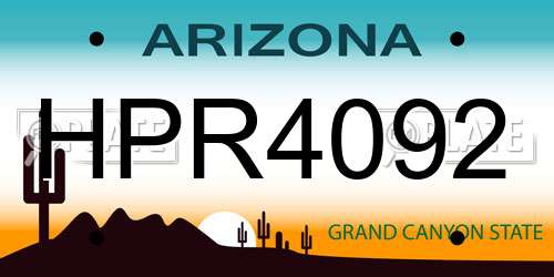 HPR4092 Arizona License Plate