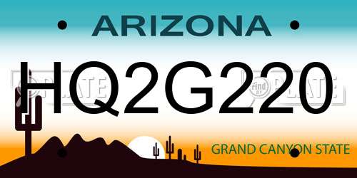 HQ2G220 Arizona License Plate