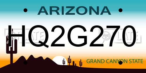 HQ2G270 Arizona License Plate