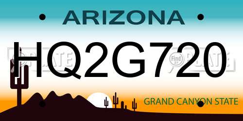 HQ2G720 Arizona License Plate