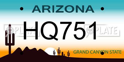 HQ751 Arizona License Plate