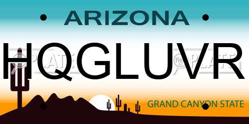 HQGLUVR Arizona License Plate