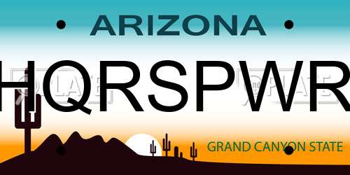 HQRSPWR Arizona License Plate