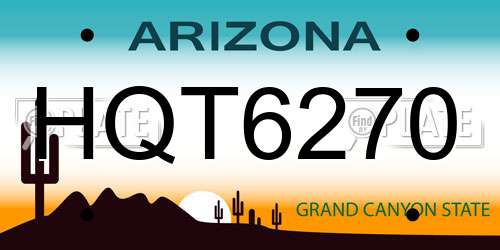 HQT6270 Arizona License Plate