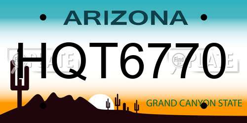 HQT6770 Arizona License Plate