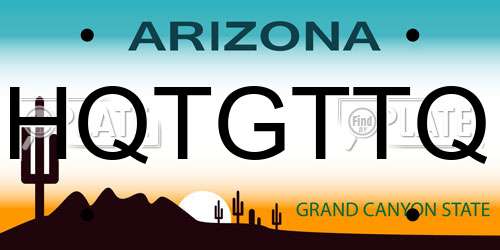HQTGTTQ Arizona License Plate