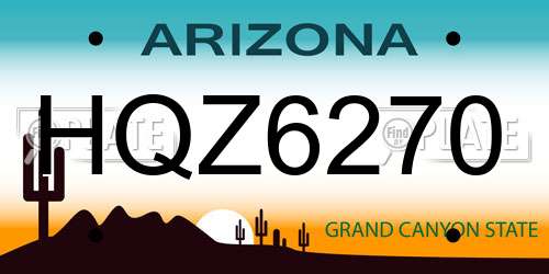 HQZ6270 Arizona License Plate
