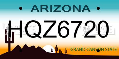 HQZ6720 Arizona License Plate