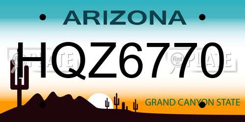HQZ6770 Arizona License Plate