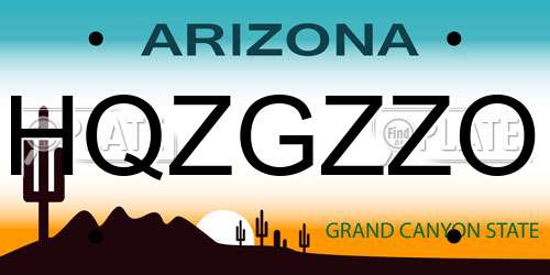 HQZGZZO Arizona License Plate