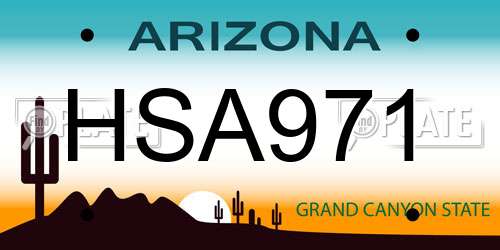 HSA971 Arizona License Plate