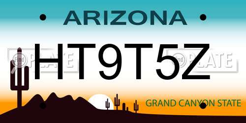 HT9T5Z Arizona License Plate