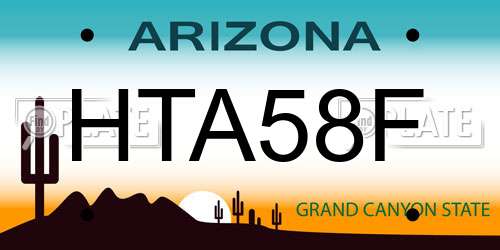 HTA58F Arizona License Plate