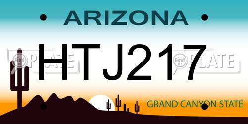 HTJ217 Arizona License Plate