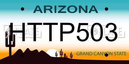 HTTP503 Arizona License Plate