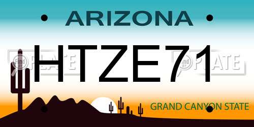 HTZE71 Arizona License Plate