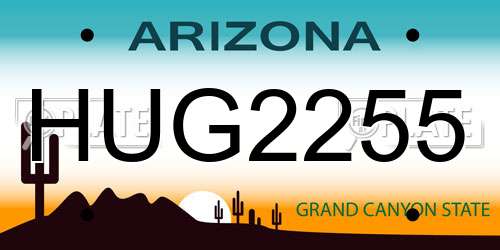 HUG2255 Arizona License Plate