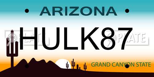 HULK87 Arizona License Plate