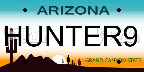 HUNTER9 Arizona License Plate