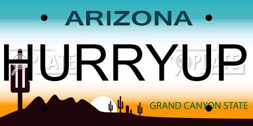 HURRYUP Arizona License Plate