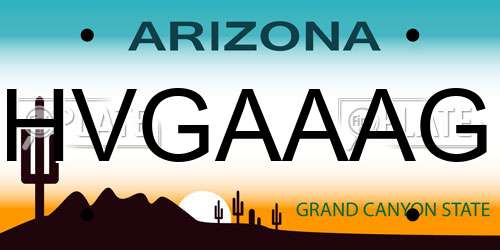 HVGAAAG Arizona License Plate