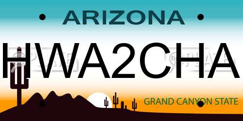 HWA2CHA Arizona License Plate