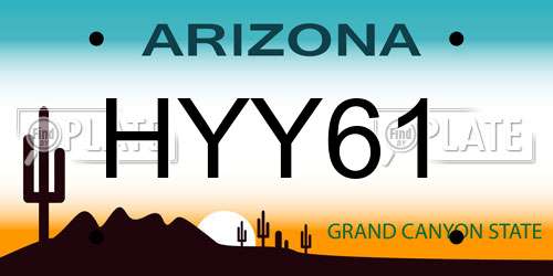 HYY61 Arizona License Plate