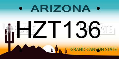 HZT136 Arizona License Plate
