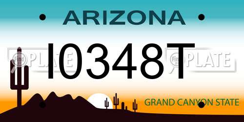I0348T Arizona License Plate