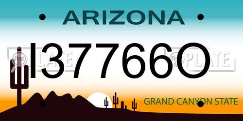I37766O Arizona License Plate