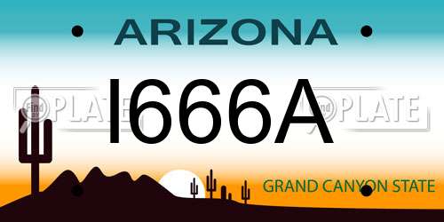 I666A Arizona License Plate