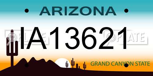 IA13621 Arizona License Plate