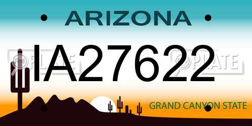 IA27622 Arizona License Plate
