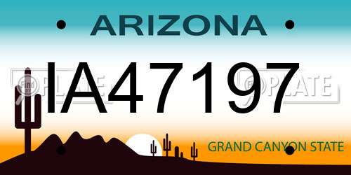 IA47197 Arizona License Plate