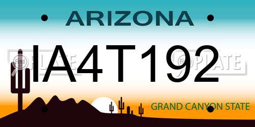 IA4T192 Arizona License Plate