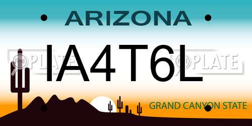 IA4T6L Arizona License Plate