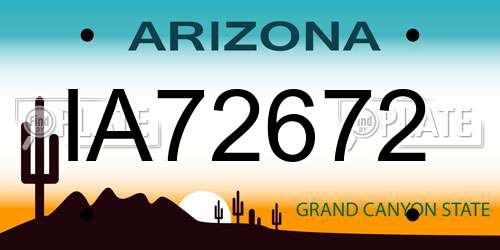 IA72672 Arizona License Plate