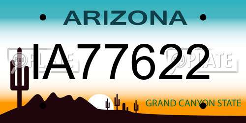 IA77622 Arizona License Plate