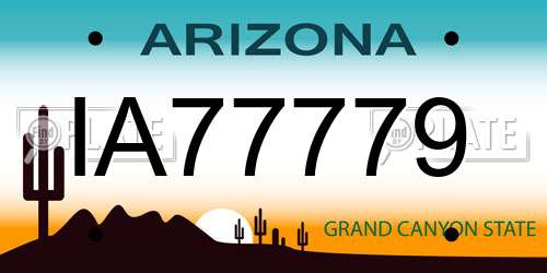 IA77779 Arizona License Plate