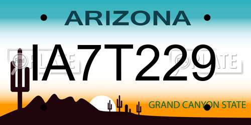 IA7T229 Arizona License Plate