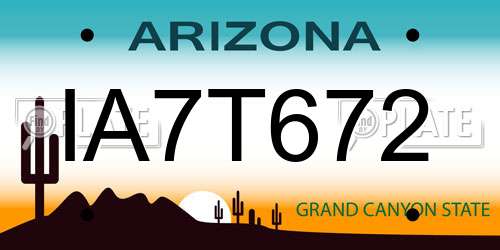 IA7T672 Arizona License Plate