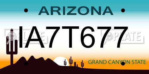 IA7T677 Arizona License Plate