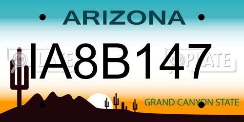 IA8B147 Arizona License Plate